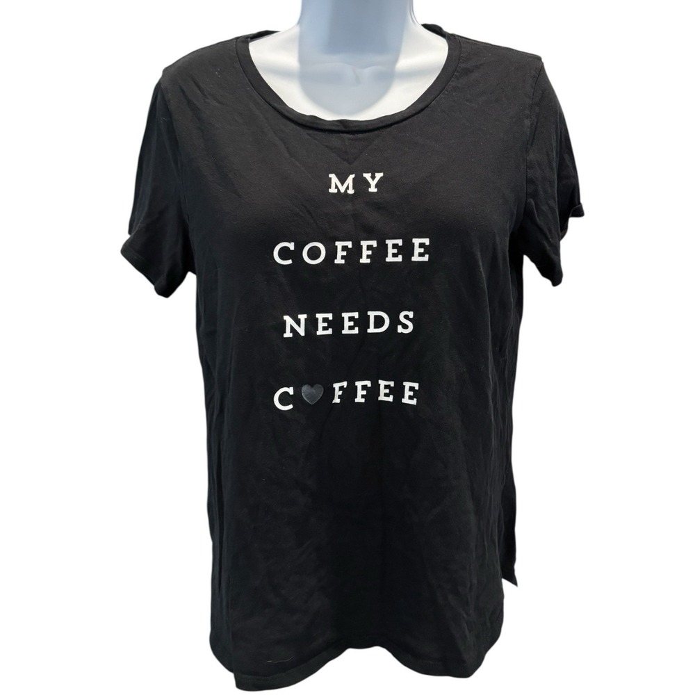 Old Navy Black Graphic Tee "My Coffee Needs Coffee" Short Sleeve Womens‎ Small